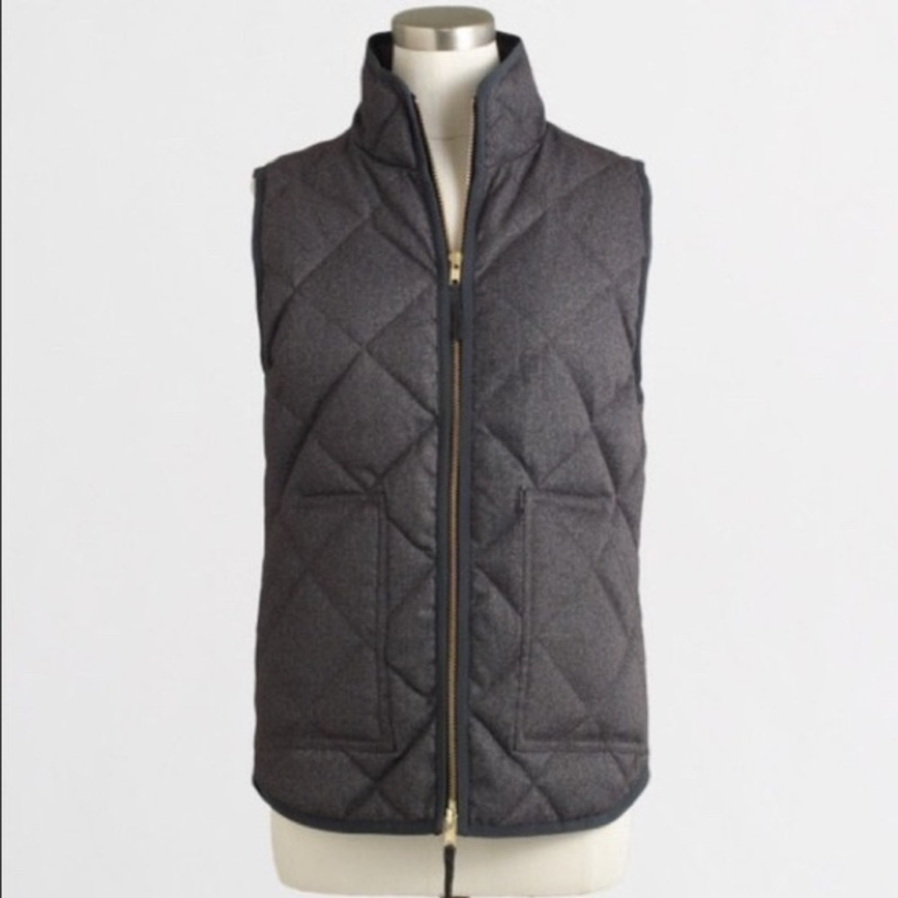 J. Crew Factory Textured Quilted Puffer Vest Full Zip Dark Grey XXS